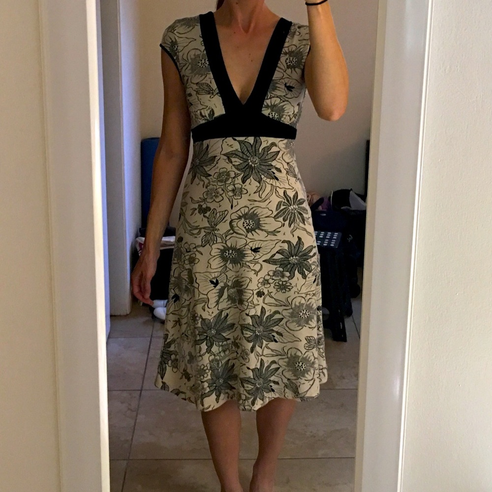 Black and Tan sun dress with flower pattern
